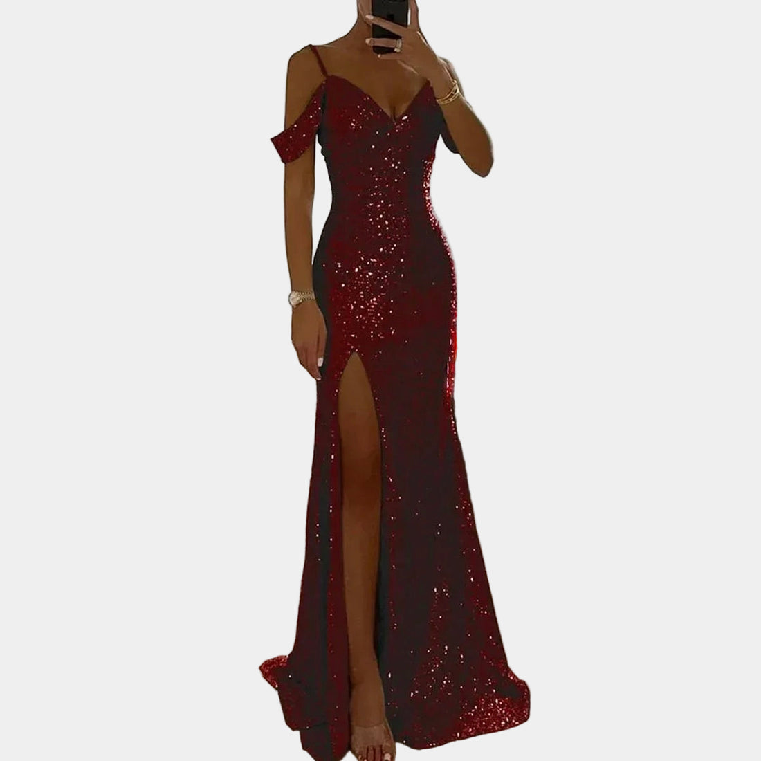 Glitter Galajurk met Hoge Split voor Dames