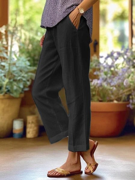 Linnen Broek met Zakken voor Dames