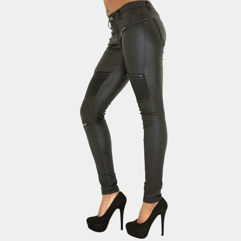 Leren Broek met Ritsen voor Dames