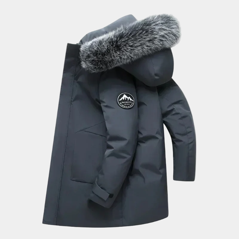 Lange Parka Winterjas met Bontkraag voor Heren