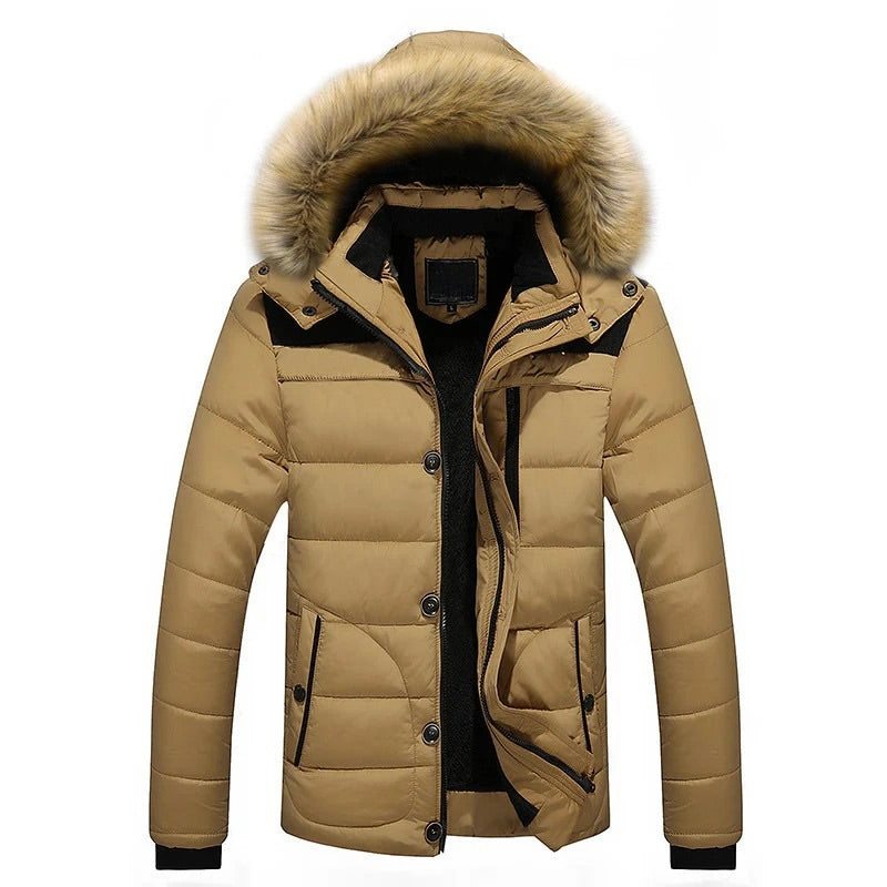 Gewatteerd Winterjas met Bontkraag voor Heren