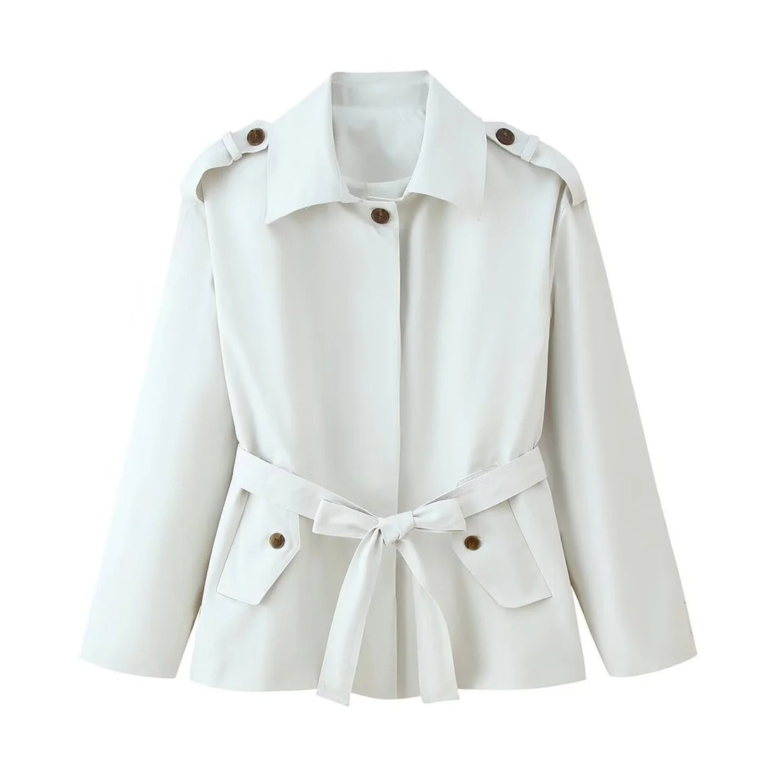 Korte Trenchcoat met Strikceintuur voor Dames