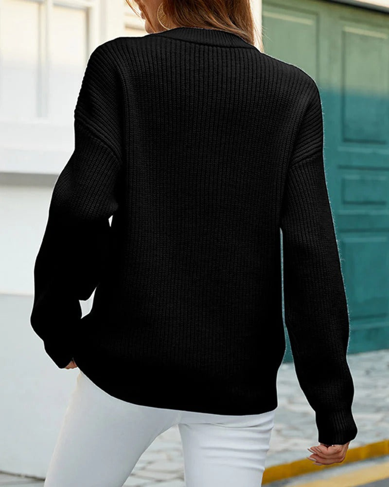 Oversized Gebreide Trui met Knopen voor Dames