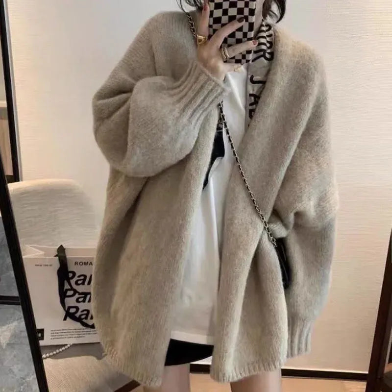 Lang Oversized Gebreid Vest met Open Voorkant voor Dames
