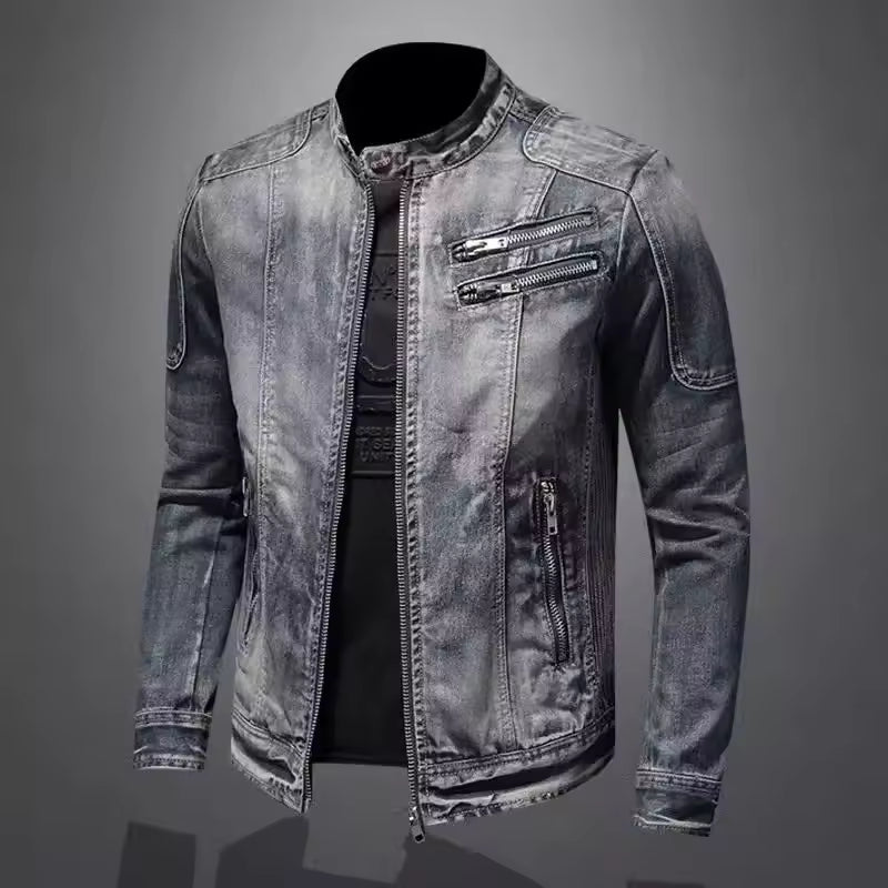 Spijkerjas met Biker Style Ritsen voor Heren