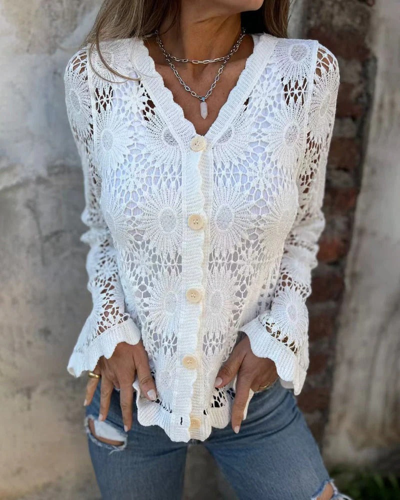 Gehaakte Blouse met Bloemenpatroon voor Dames