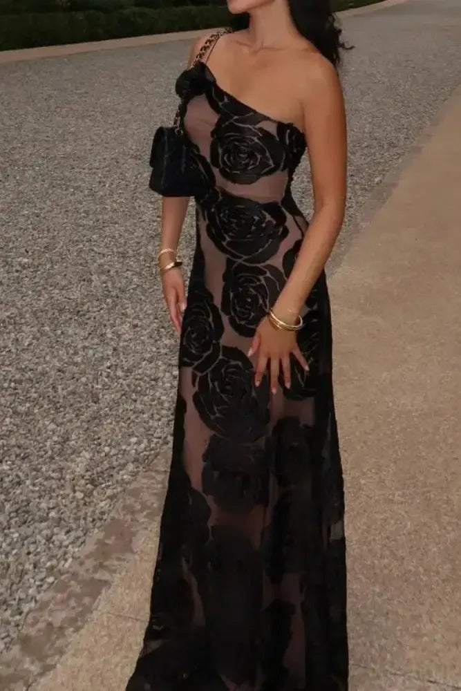 Bloemen Jurk met One-shoulder Design voor Dames