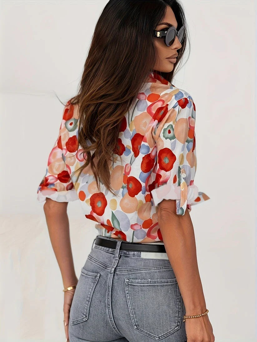Blouse met Bloemenprint en Lange Mouwen voor Dames