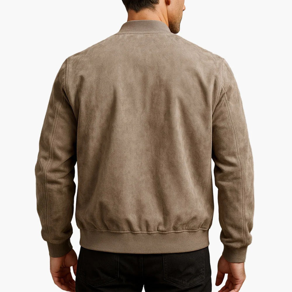 Slim Fit Suède Bomber Jack met Rits voor Heren