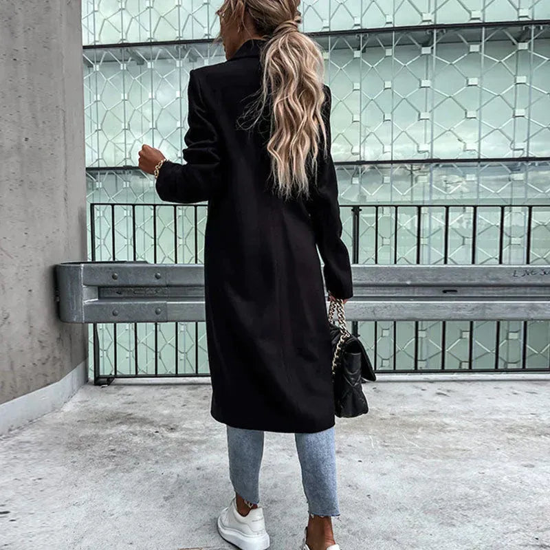 Lange Winterjas met Knoopsluiting voor Dames