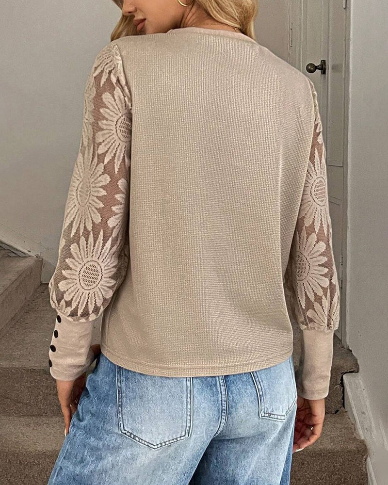 Top met Kanten Bloemenmouwen voor Dames