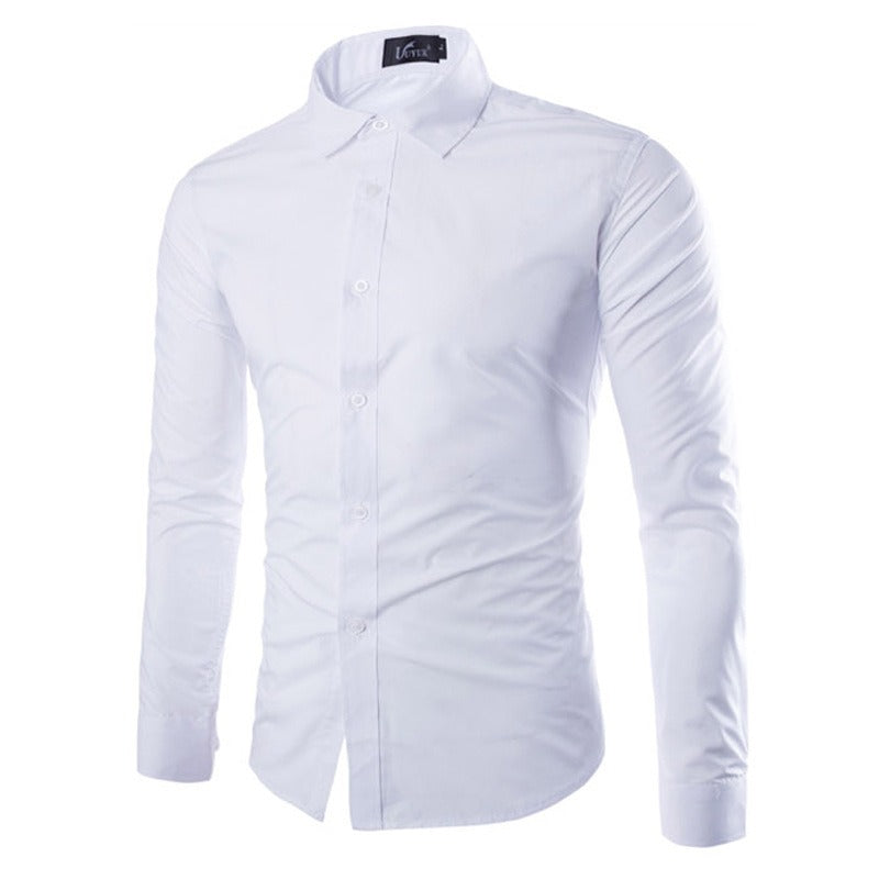 Slim Fit Button-Down Formeel Overhemd met Lange Mouwen voor Heren