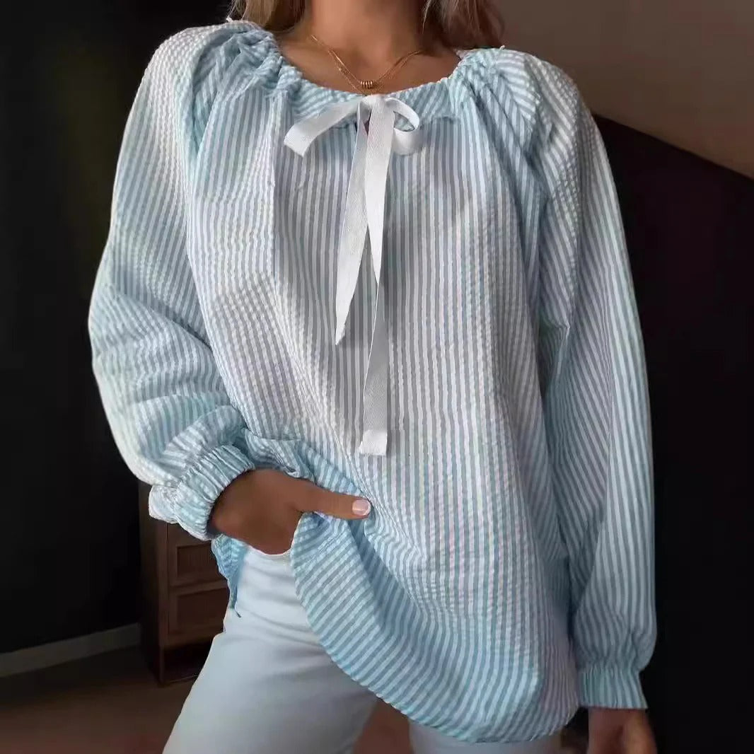 Zomer Blouse met Streeppatroon en Elastische Manchetten voor Dames