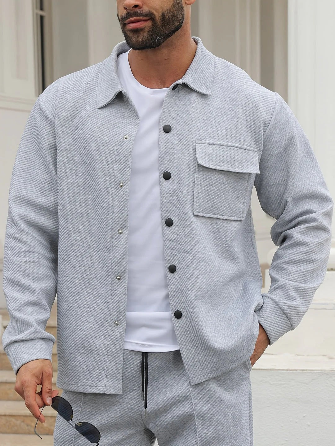 Casual Overshirt met Wafelstructuur voor Heren