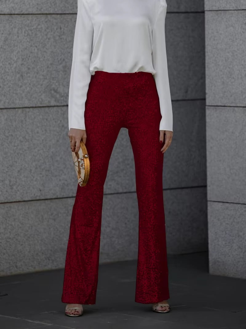 Glitter Pantalon met Pailletten en Flared Pijpen voor Dames