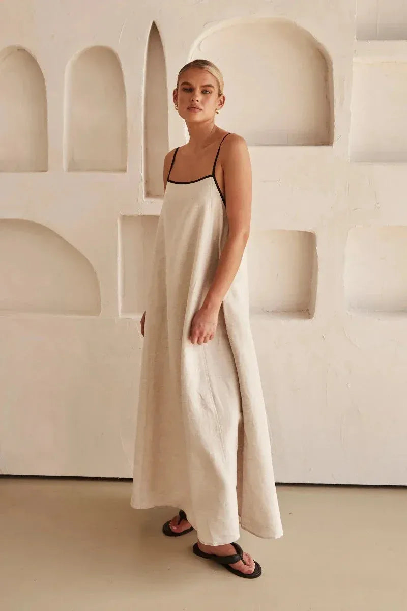 Boho Maxi Jurk met Vierkante Hals en Dunne Bandjes voor Dames