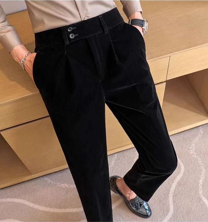 Fluwelen Pantalon met Hoge Taille voor Heren