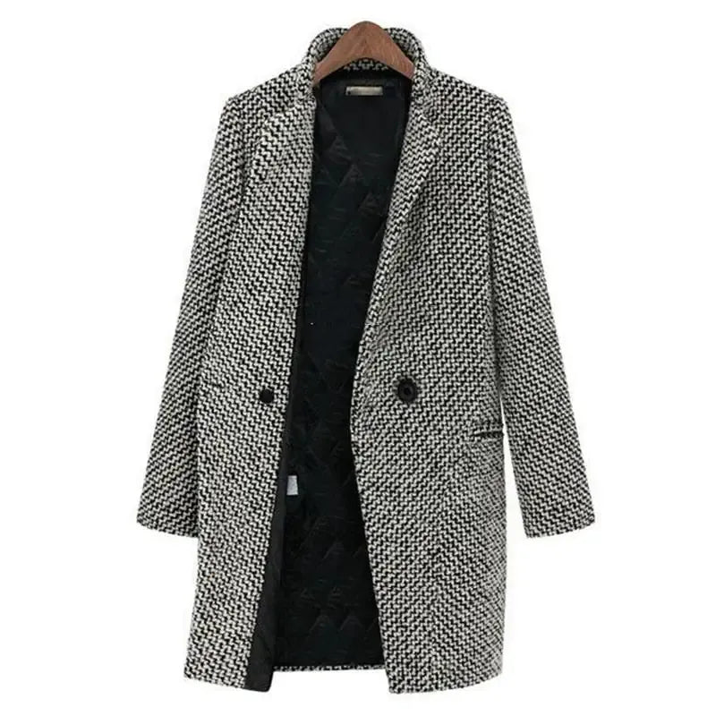 Geruite Bouclé Jas voor Dames