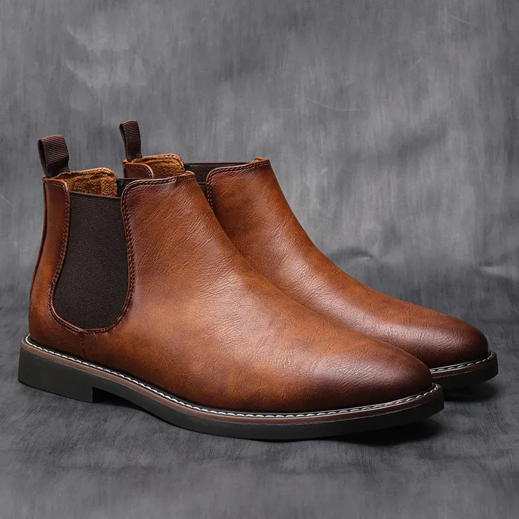 Leren Chelsea Boots met Dikke Zool voor Heren