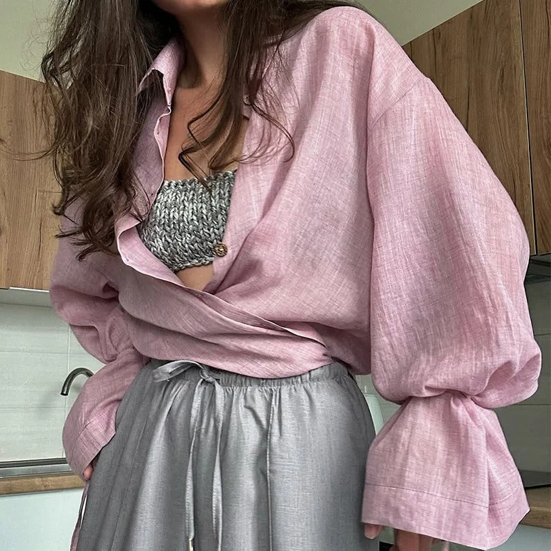 Linnen Wrap Blouse met Strikband voor Dames