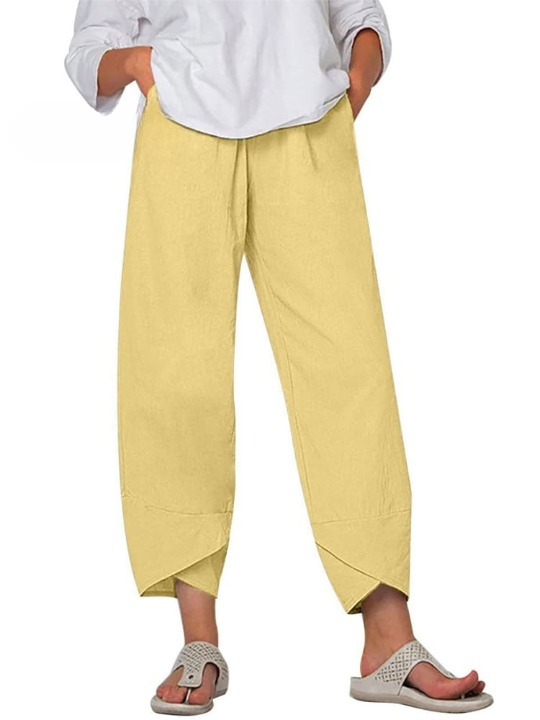 Linnen Wijde Pijp Pantalon voor Dames