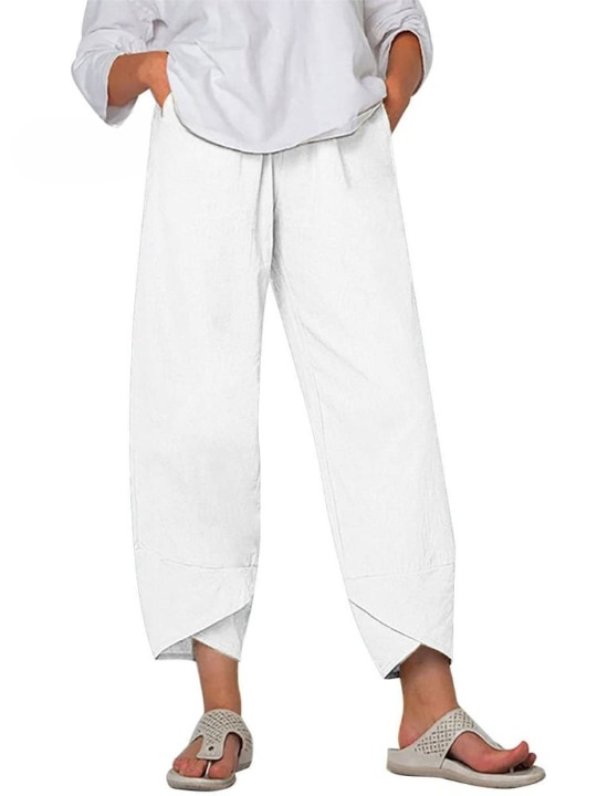 Linnen Wijde Pijp Pantalon voor Dames