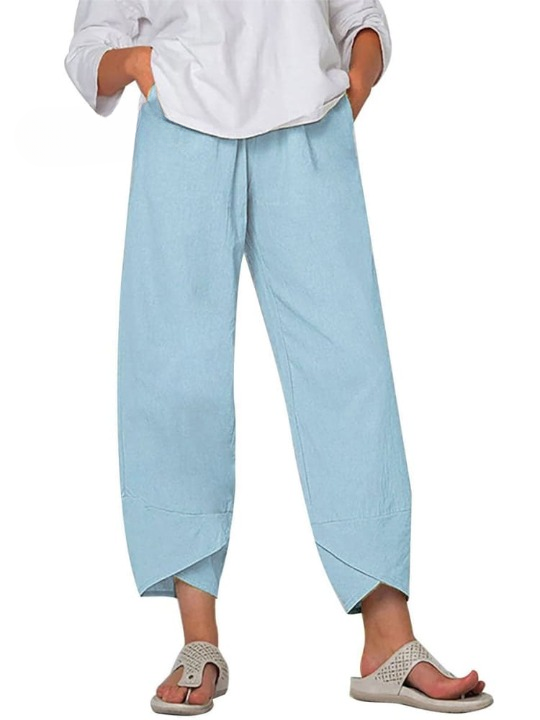 Linnen Wijde Pijp Pantalon voor Dames