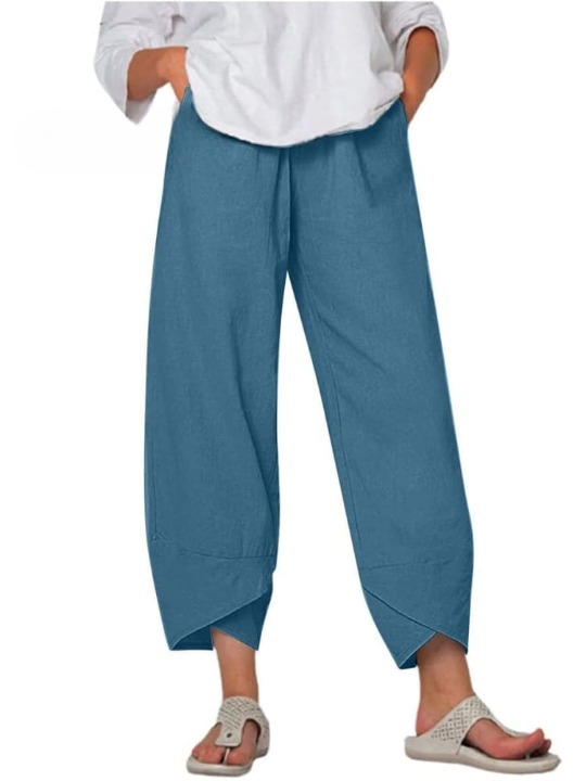 Linnen Wijde Pijp Pantalon voor Dames