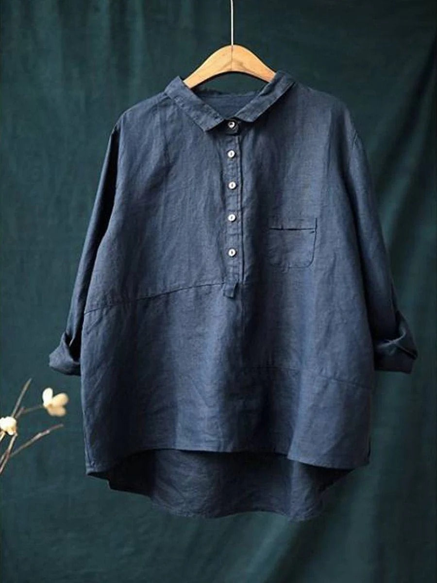 Auburn - Casual Blouse Dames Katoen Linnen Effen