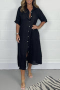 Linnen Button-Down Shirt Dress voor Dames