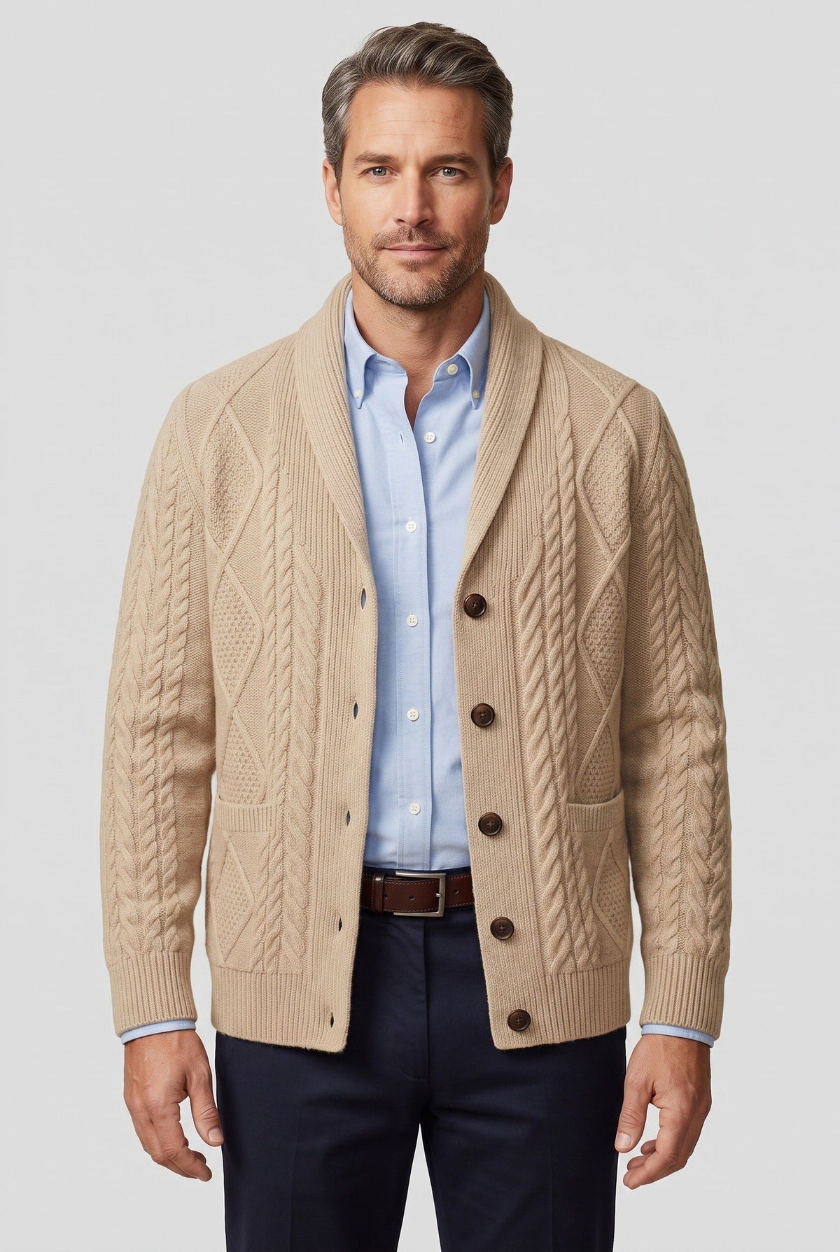 Kabelgebreid Cardigan met Knoopsluiting voor Heren