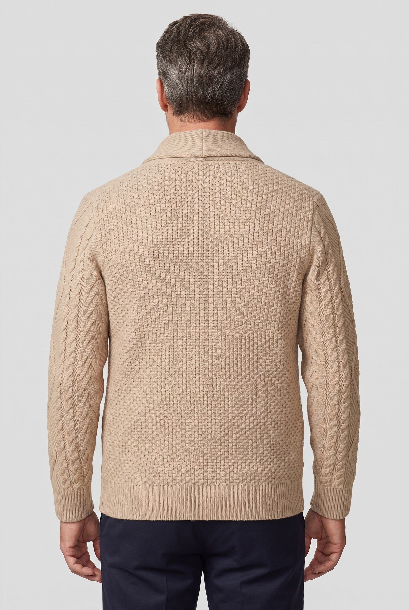 Kabelgebreid Cardigan met Knoopsluiting voor Heren - View 2