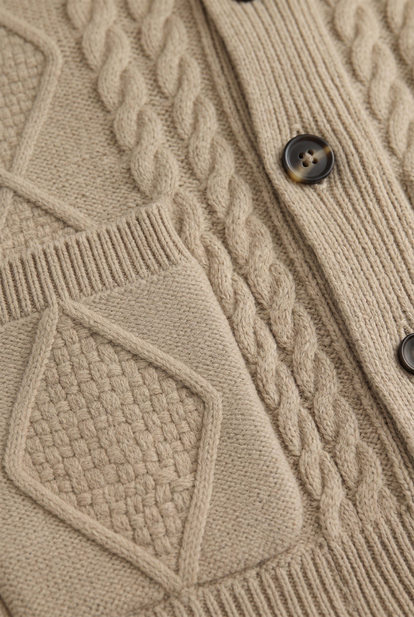 Kabelgebreid Cardigan met Knoopsluiting voor Heren - View 3