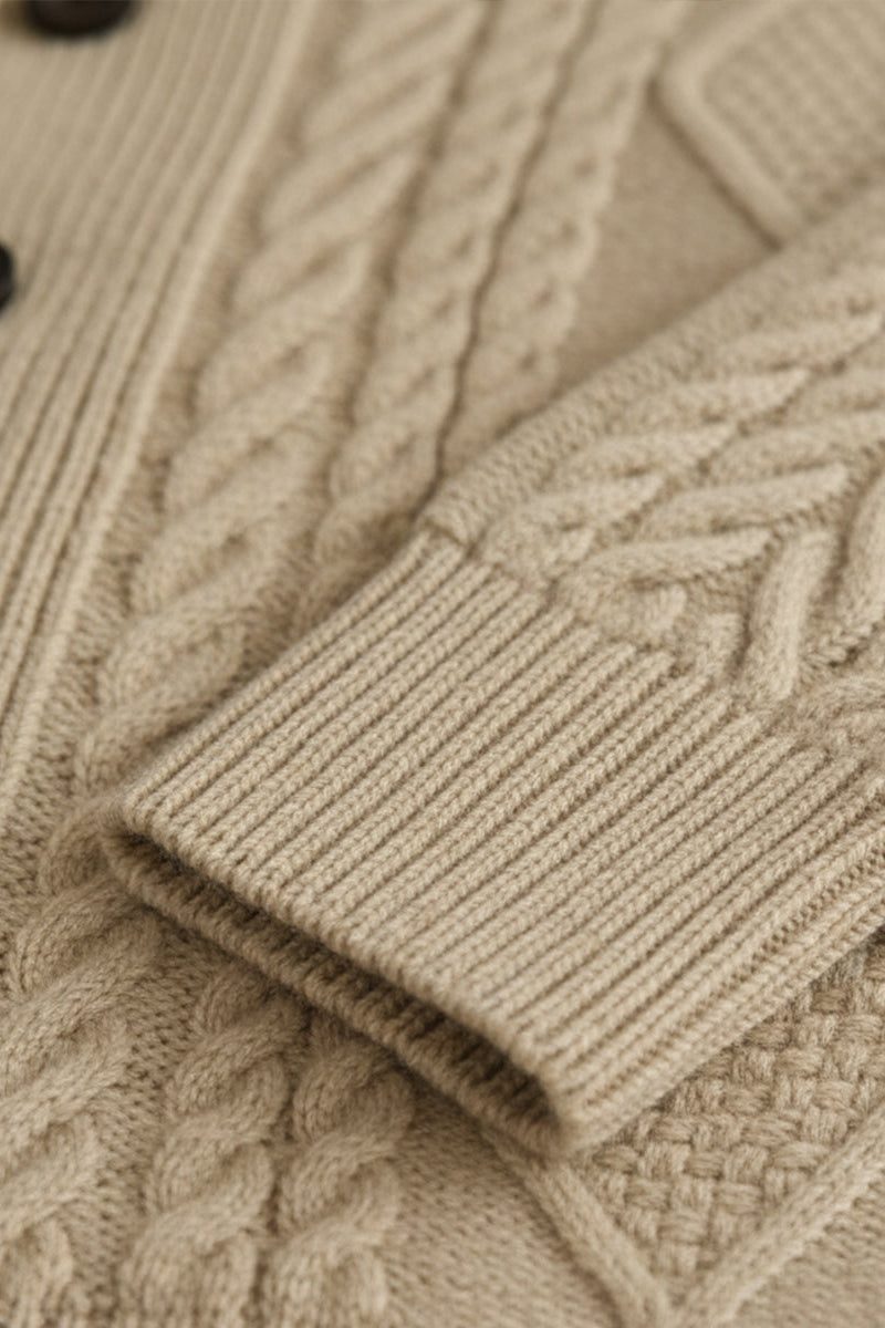Kabelgebreid Cardigan met Knoopsluiting voor Heren - View 4