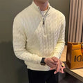 Kabelgebreide Cardigan met Opstaande Kraag voor Heren - View 7