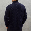 Kabelgebreide Cardigan met Opstaande Kraag voor Heren - View 2