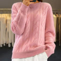 Kabelgebreide Trui voor Dames - Licht roze