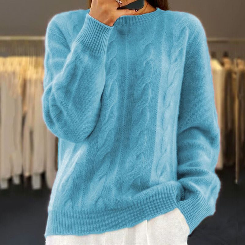 Kabelgebreide Trui voor Dames - Blauw