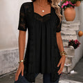 Kant Blouse met Korte Mouwen voor Dames - Zwart