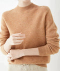 Kasjmier Trui met Ronde Hals voor Dames - Light Brown
