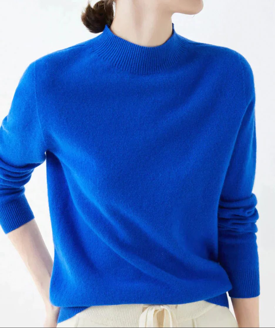 Kasjmier Trui met Ronde Hals voor Dames - Blue