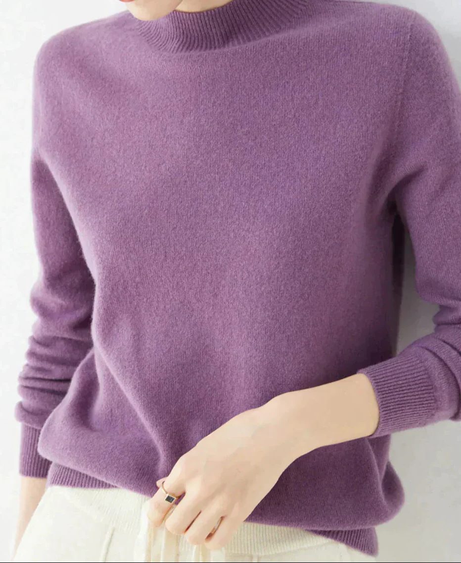 Kasjmier Trui met Ronde Hals voor Dames - Dark Purple