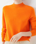 Kasjmier Trui met Ronde Hals voor Dames - Orange