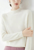 Kasjmier Trui met Ronde Hals voor Dames - White