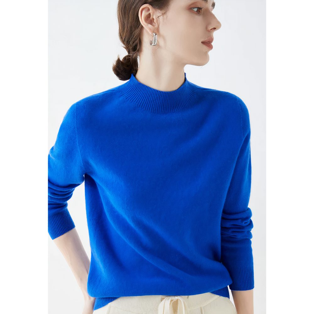Kasjmier Trui met Ronde Hals voor Dames - Blauw