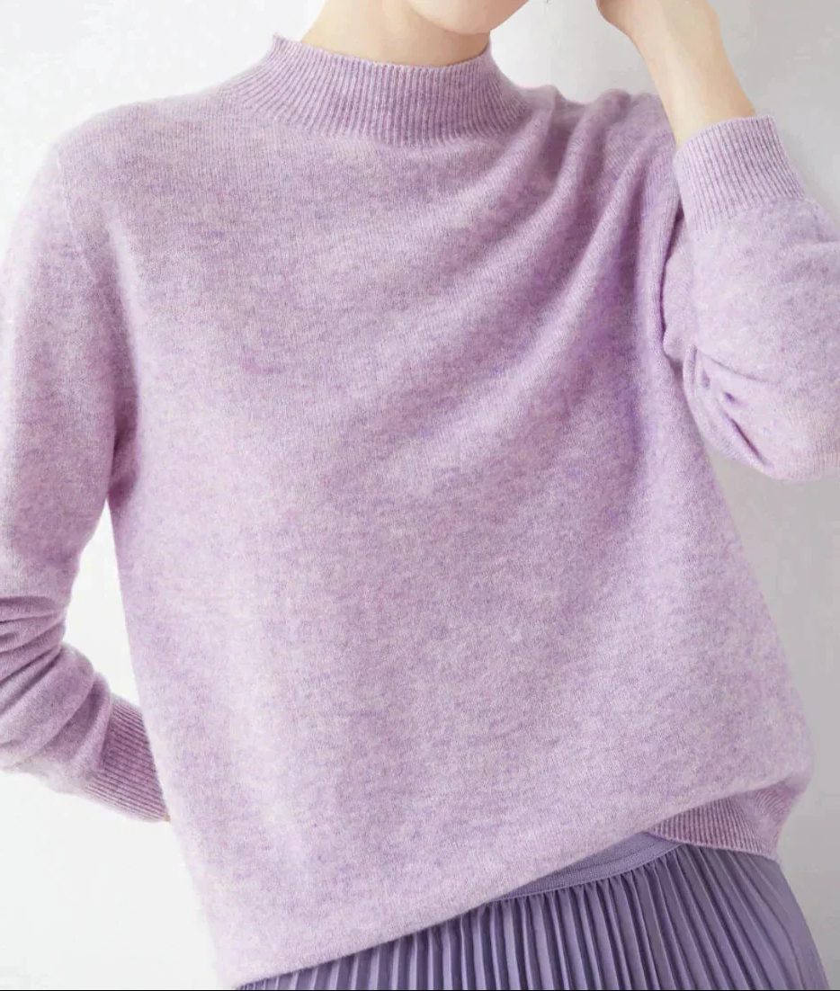 Kasjmier Trui met Ronde Hals voor Dames - Light Purple