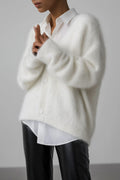 Kasjmier Vest met Knoopsluiting voor Dames - Wit