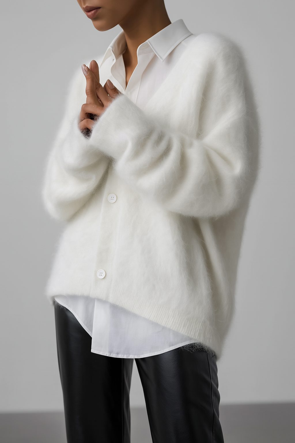 Kasjmier Vest met Knoopsluiting voor Dames - Wit