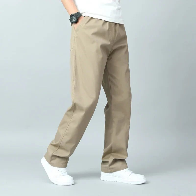 Katoenen Rechte Broek met Elastische Taille voor Heren