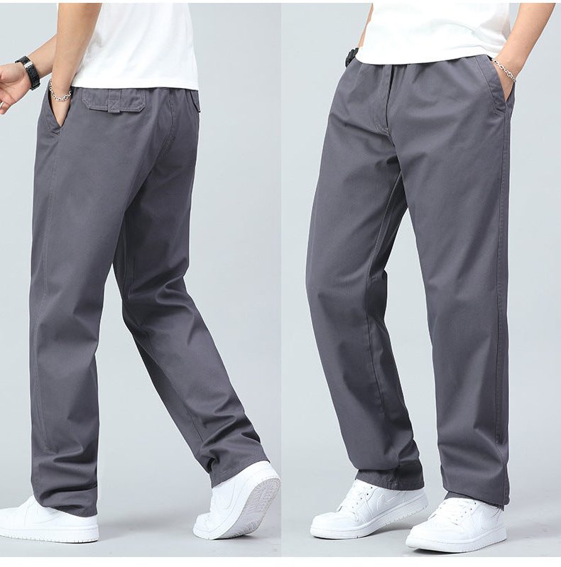 Katoenen Rechte Broek met Elastische Taille voor Heren - View 10